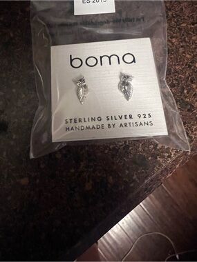Boma Sterling Silver Owl Stud Earrings - Silver NWT